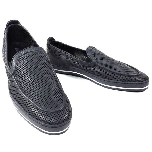 BALDININI 🇮🇹 MEN'S BLUE LEATHER FLAT SUMMER LOAFERS